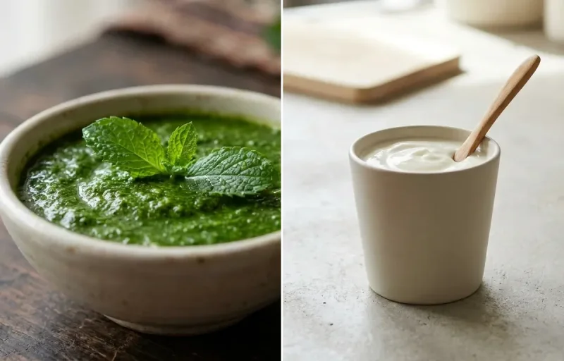Tofu Chilla Wrap with Mint Chutney and Plain Yogurt Cup