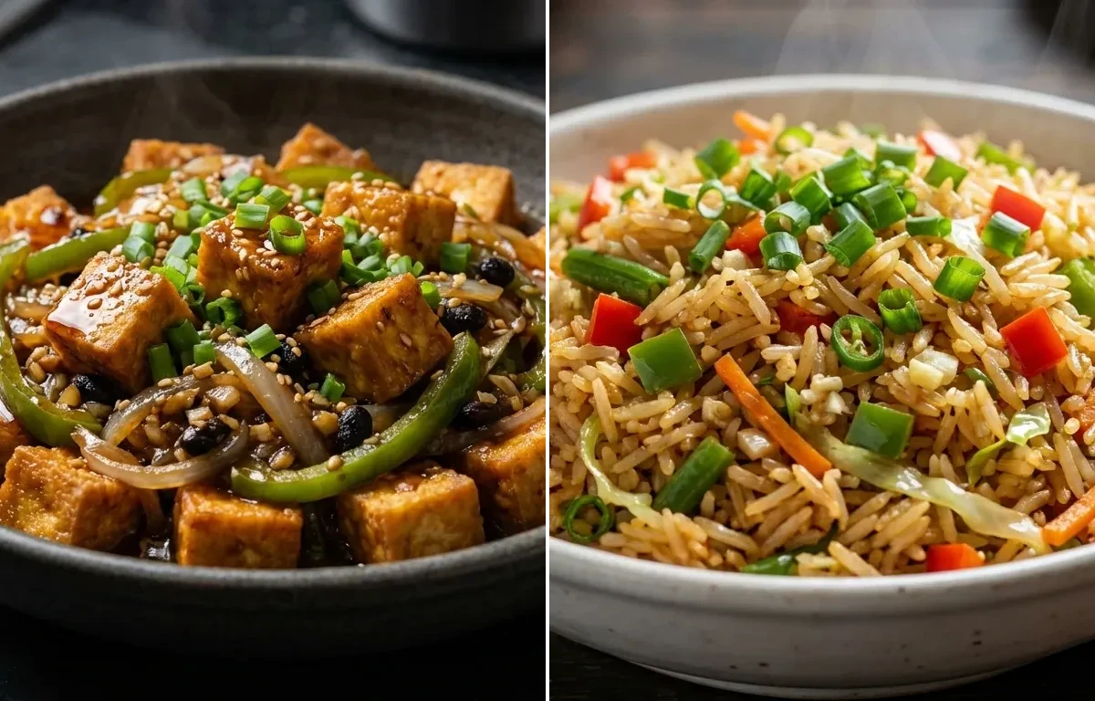 Tofu in Black Bean Sauce with Veg Fried Rice