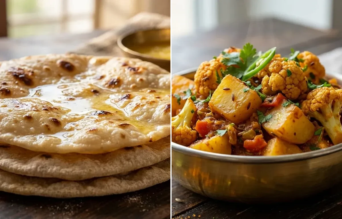 Tofu Stir Fry With Steamed White Rice with Chapati and Aloo Gobi