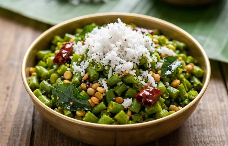 Tofu Teriyaki Bowl with Akki Roti and Beans Poriyal