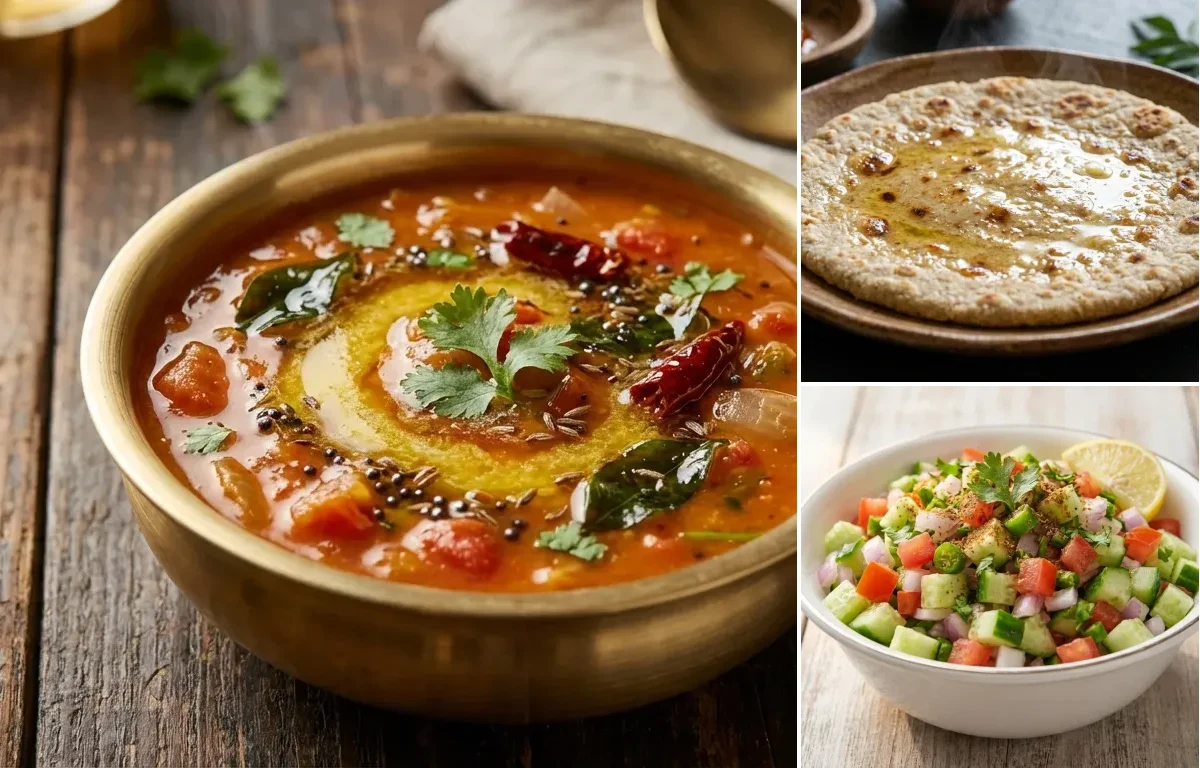 Tomato Dal with Jonna Rotte and Kachumber