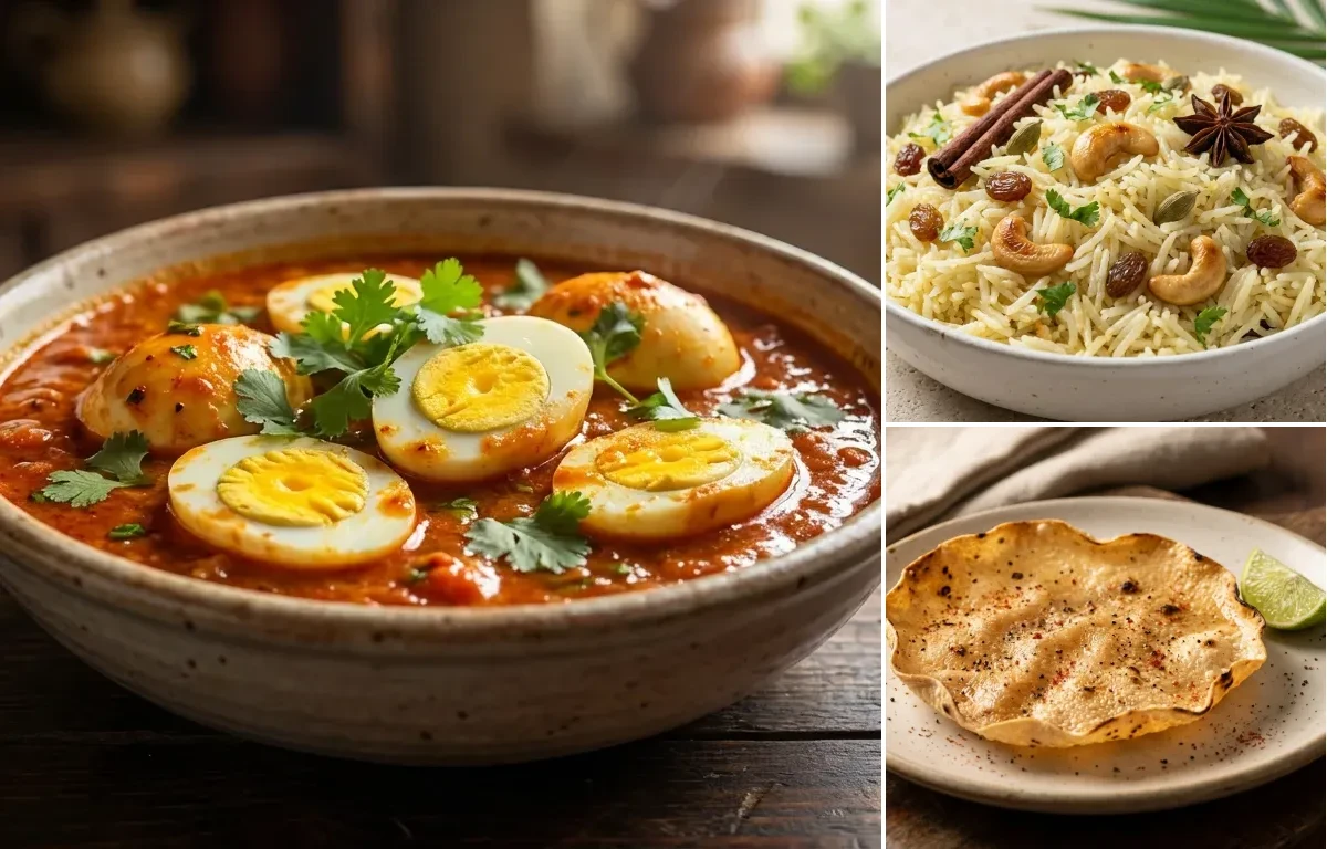 Tomato Egg Curry with Goan Coconut Rice
