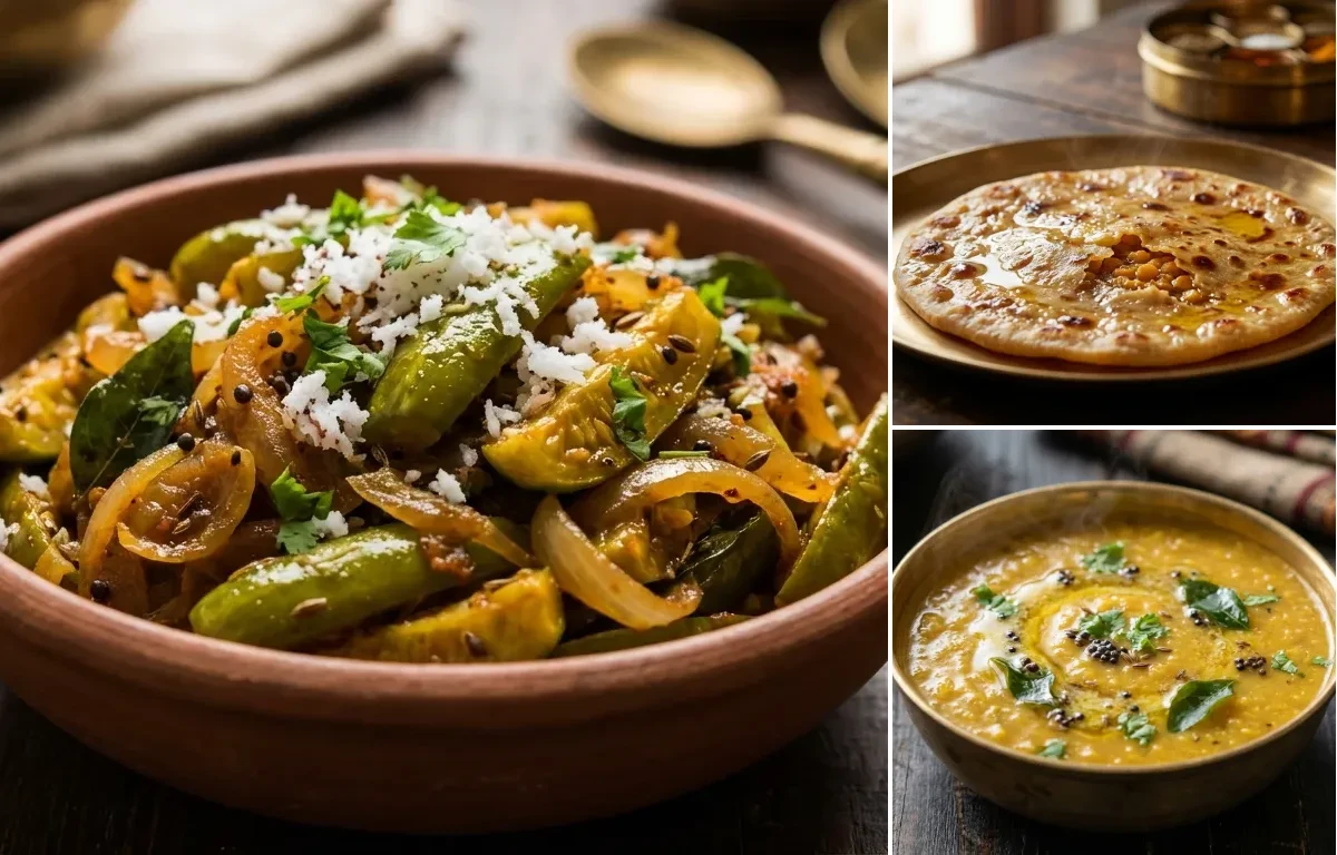Tondli Bhaji with Puran Poli and Amti Dal