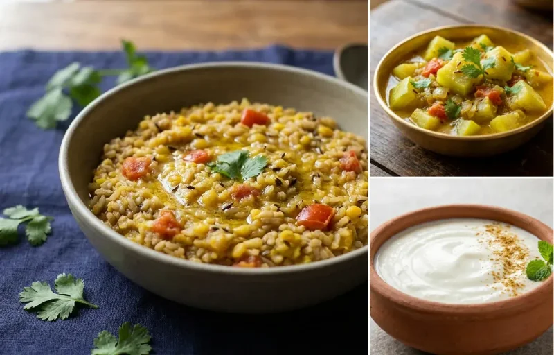 Toor Dal Khichdi with Lauki Sabzi with Dahi