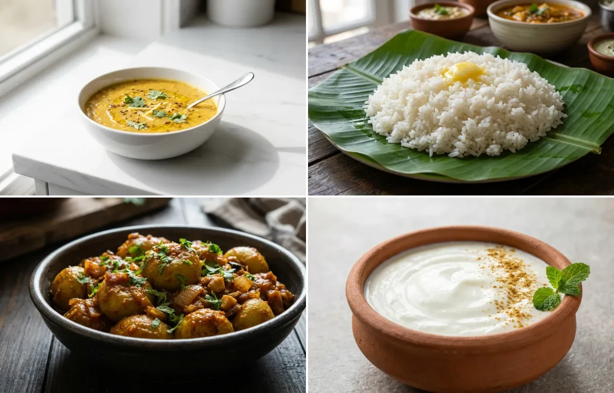 Toor Dal with Steamed White Rice with Tinda Masala with Dahi