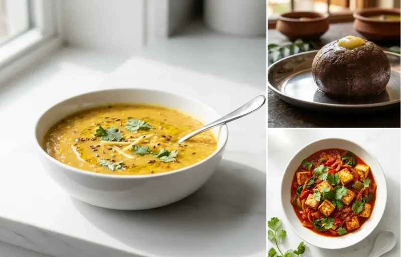 Toor Dal with Ragi Mudde with Tofu Vegetable Curry