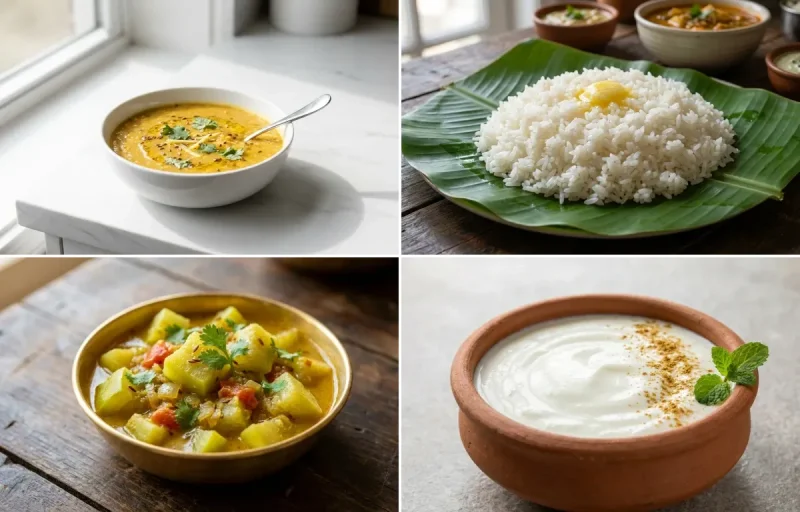 Toor Dal with Steamed Rice with Lauki Sabzi with Dahi
