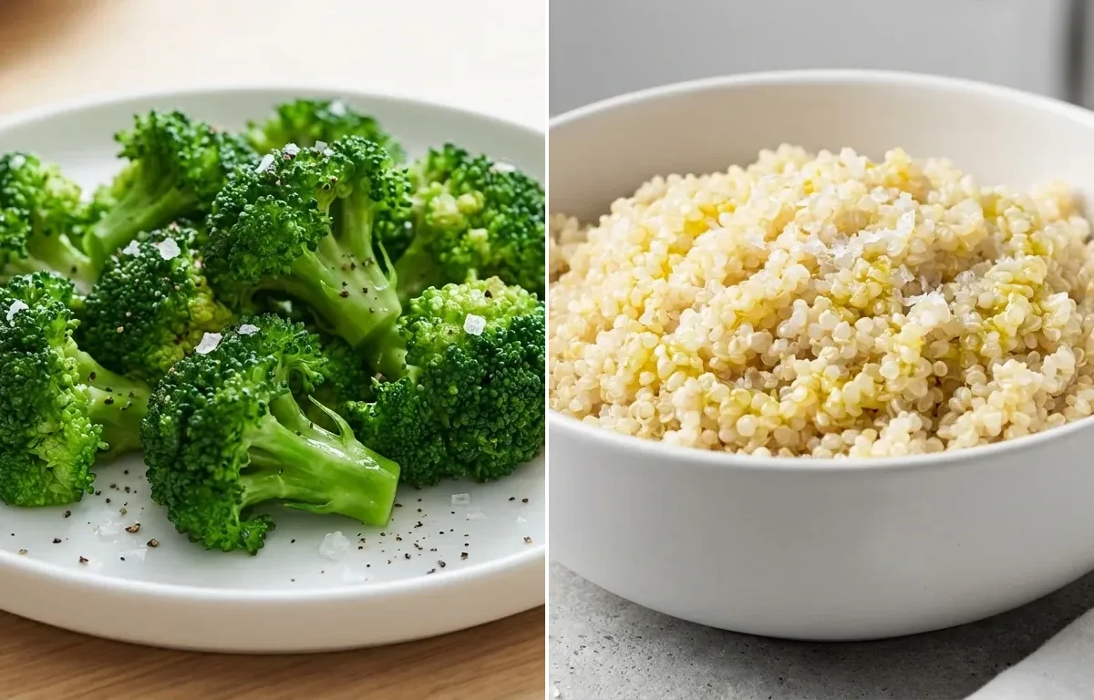 Grilled Chicken Breast with Steamed Broccoli and Quinoa