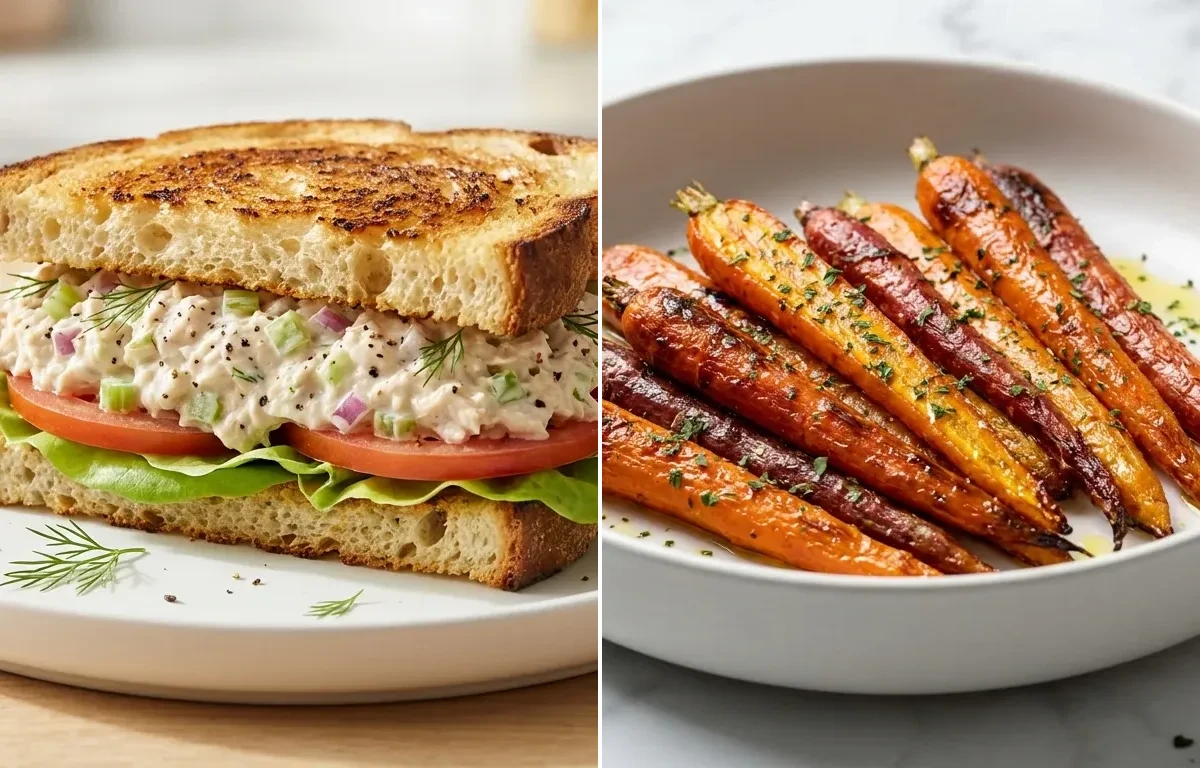 Tuna Salad Sandwich with Carrots
