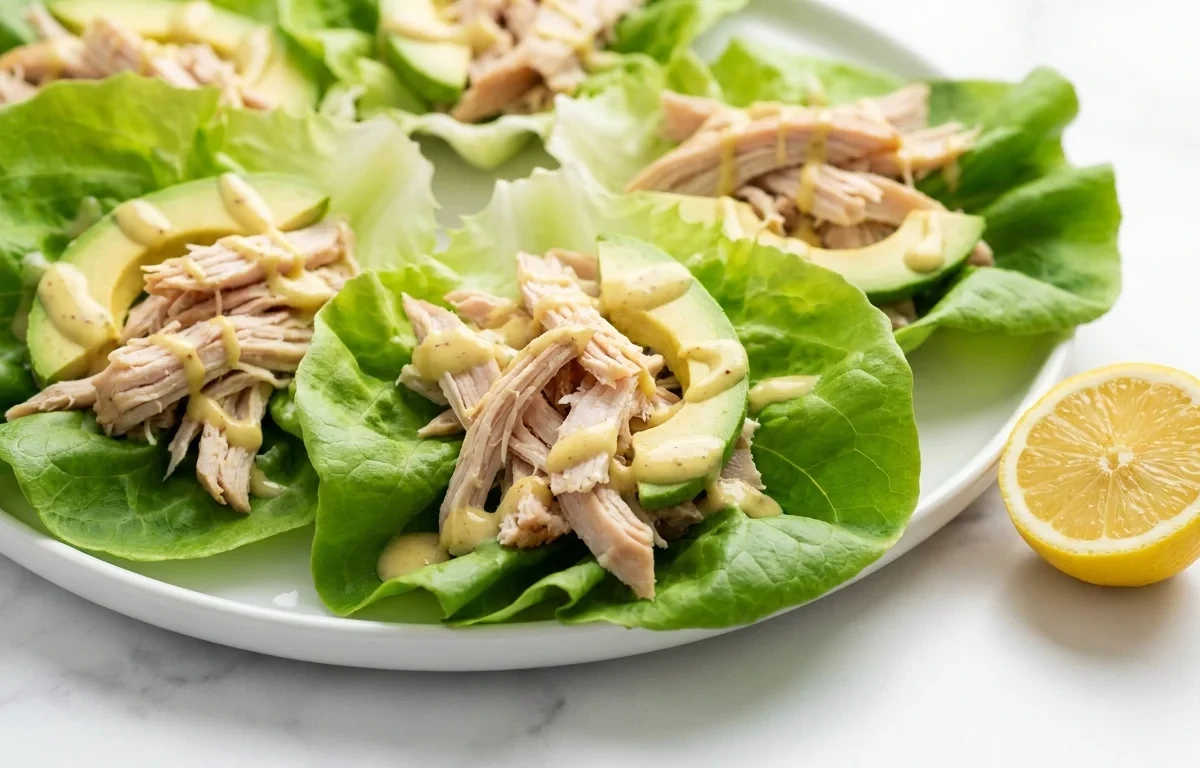 Turkey and Avocado Lettuce Roll Ups with Mustard