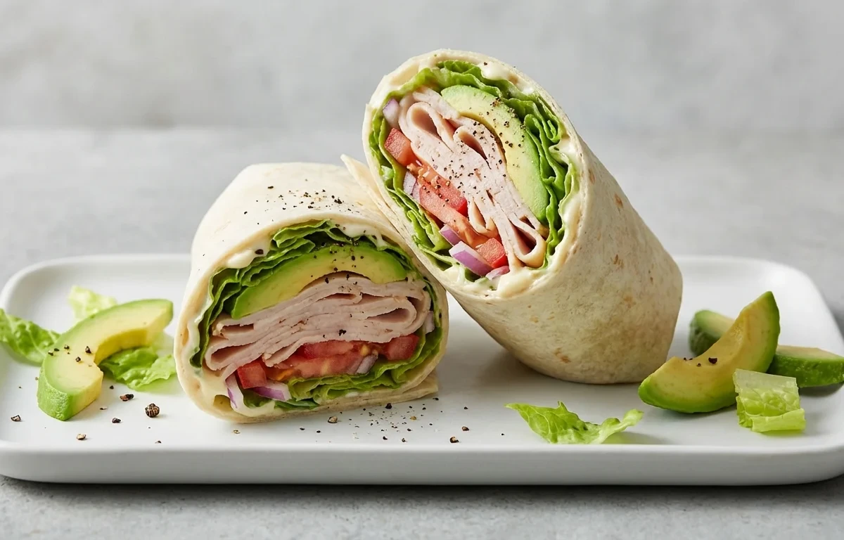 Turkey Avocado Wrap with Baked Potato Soup