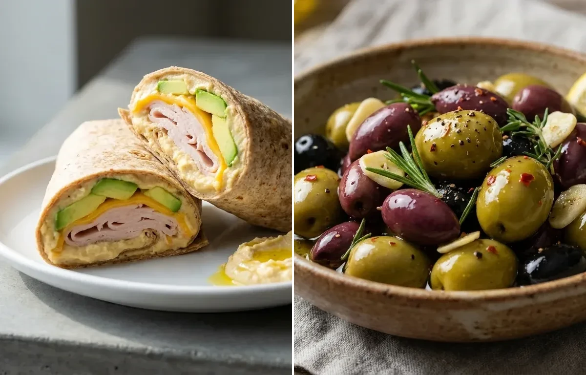 Turkey Hummus Wrap with Marinated Olives Quick Minute Dinners