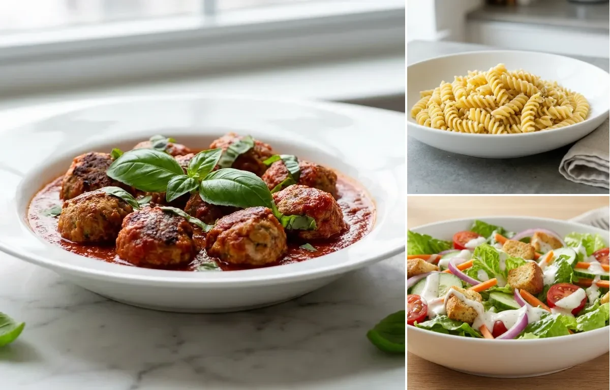 Turkey Meatballs in Marinara with Side Salad with Certified gf Pasta