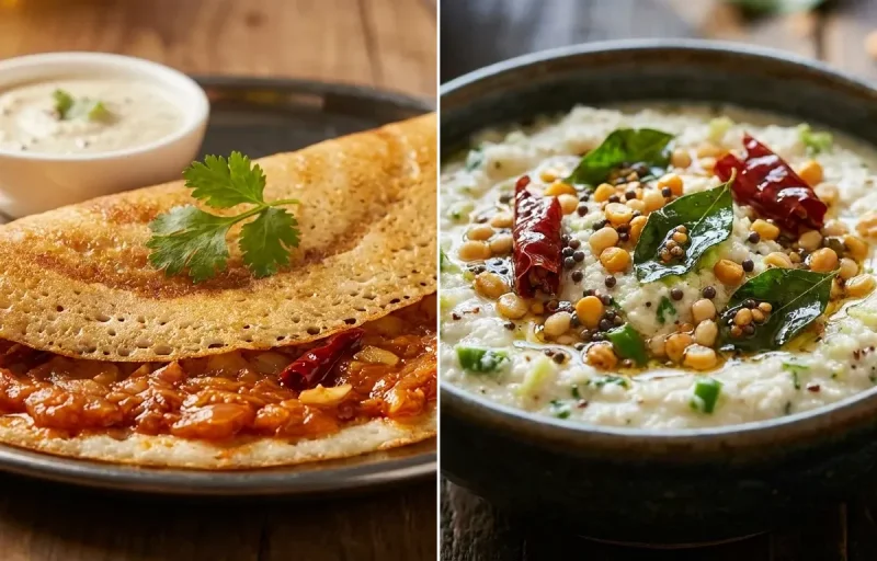 Ulli Karam Dosa with Kobbari Pachadi