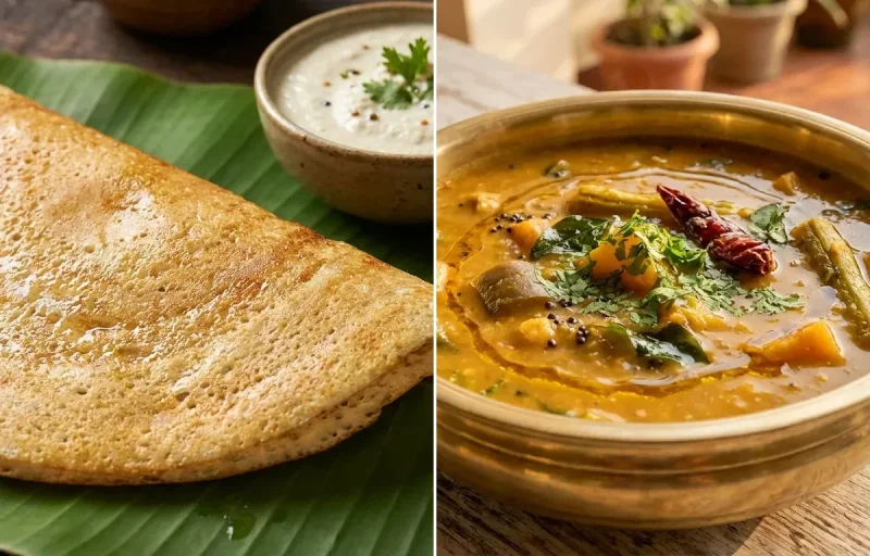 Urad Dal Dosa with Goan Sambar