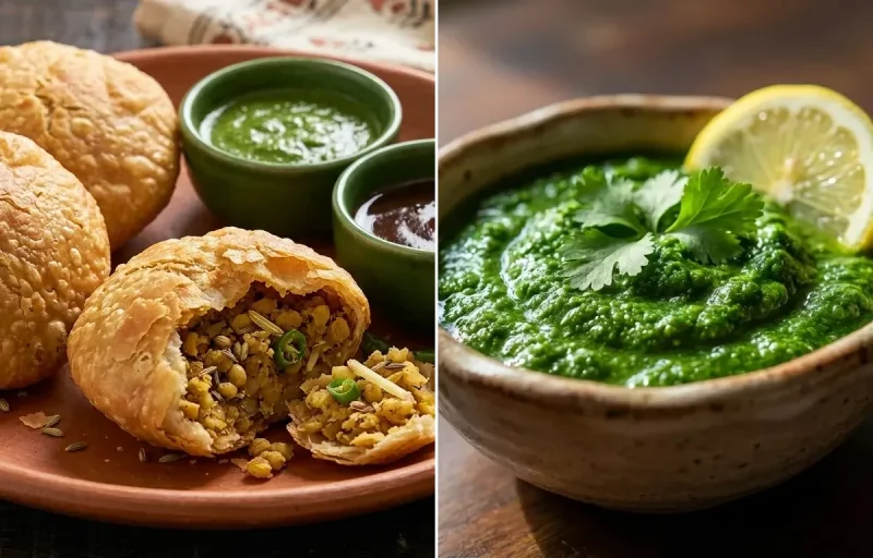 Urad Dal Kachori with Coriander Chutney
