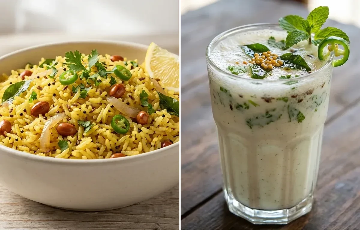 Vagharela Bhat with Masala Chaas