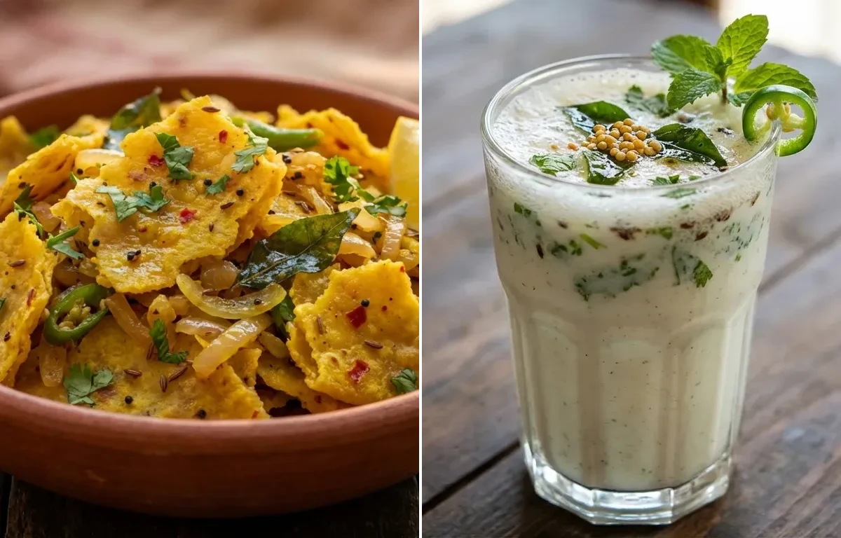 Vagharela Rotli with Masala Chaas