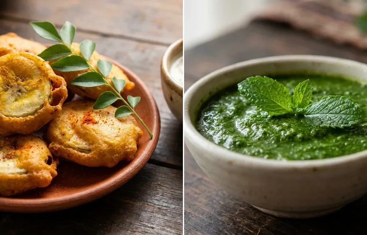 Vazhakkai Bajji with Mint Chutney