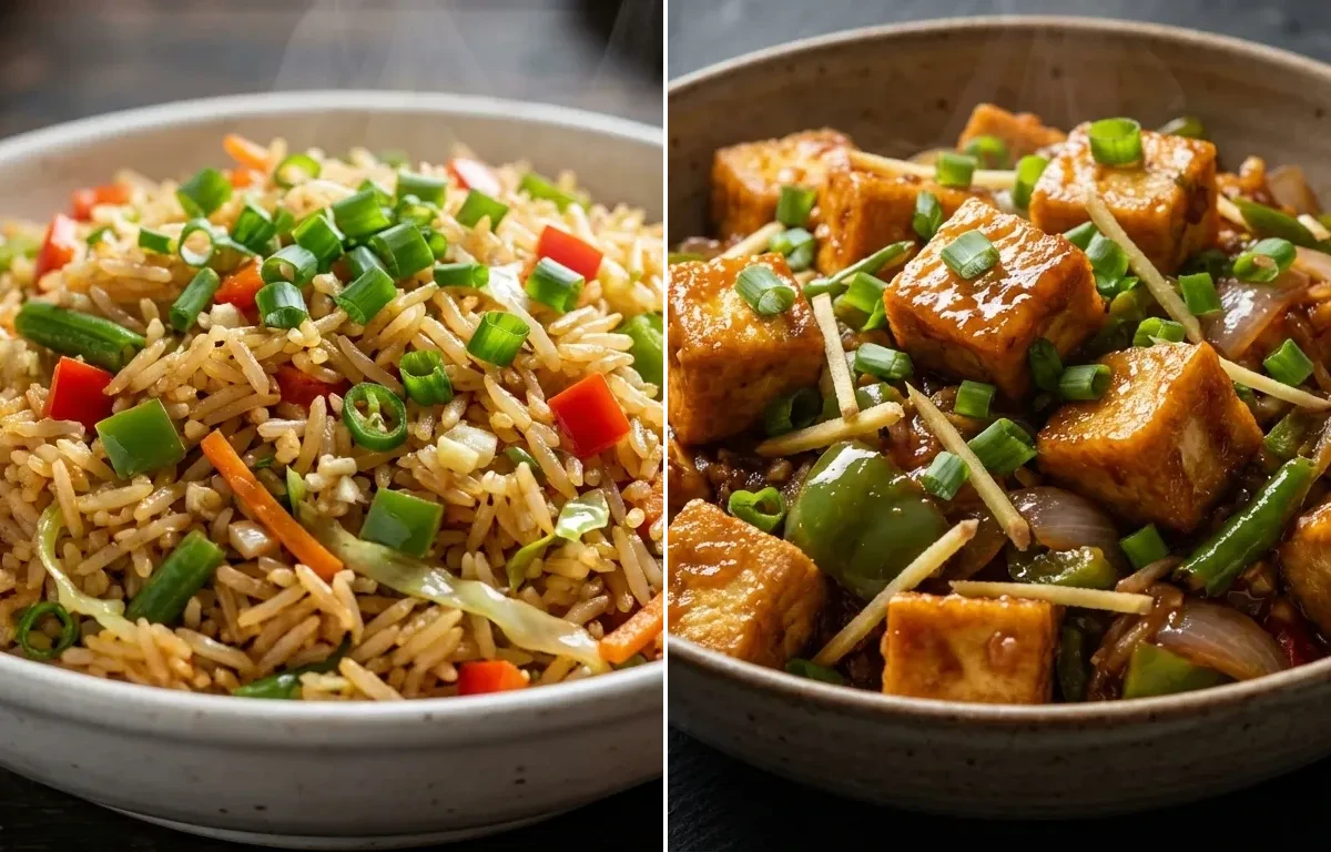 Veg Fried Rice with Chilli Tofu Dry