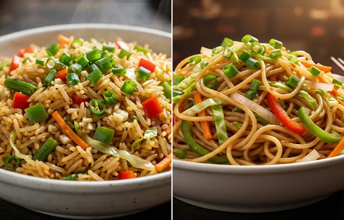 Veg Fried Rice with Veg Hakka Noodles