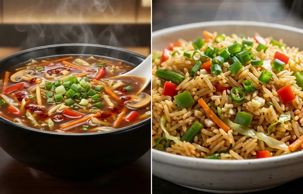Veg Hot and Sour Soup with Veg Fried Rice