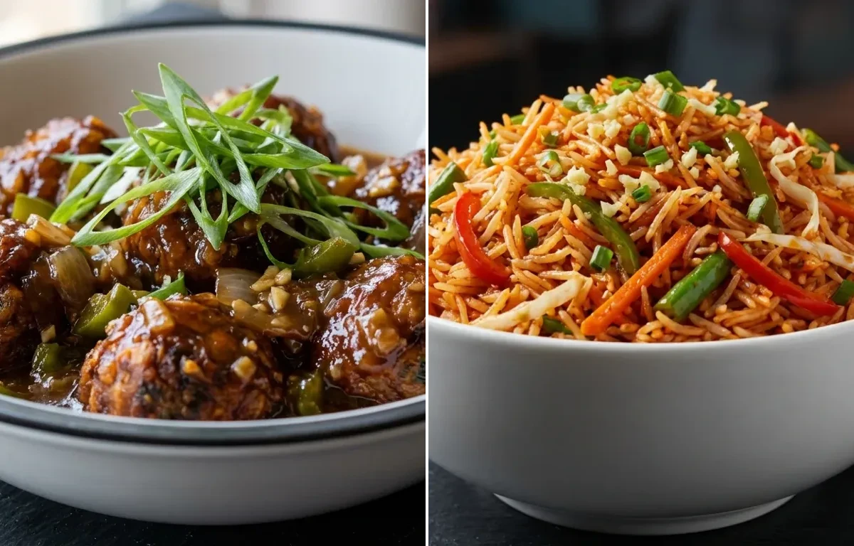 Veg Manchurian Gravy with Schezwan Fried Rice