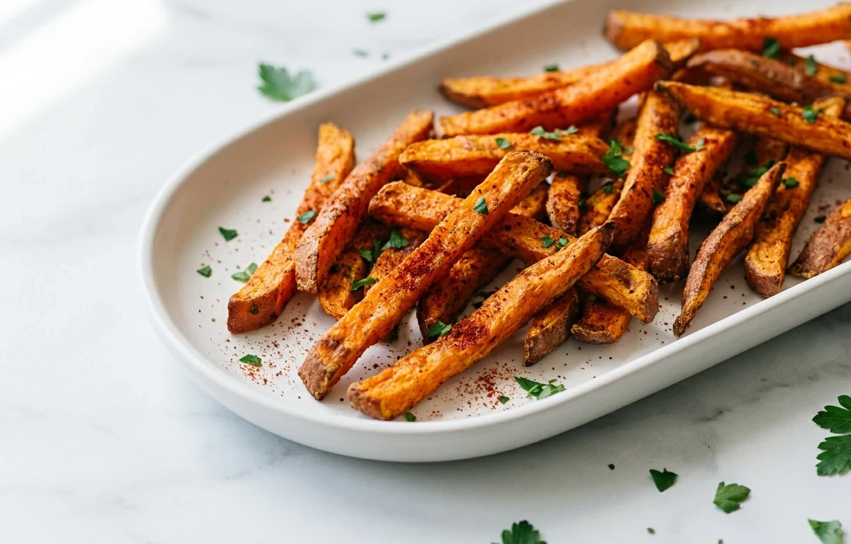 Vegan Black Bean Burger with Baked Sweet Potato Fries and Kale Salad with Lemon Vinaigrette