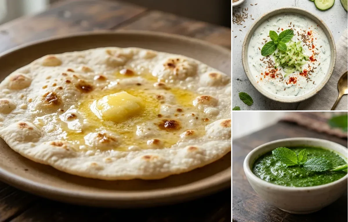 Vegan Mixed Dal with Jowar Roti, Egg Bhurji Main, Cucumber Mint Raita and Mint Chutney