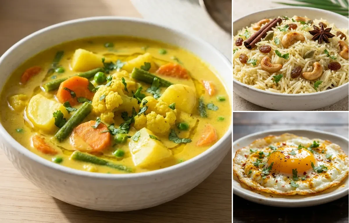 Vegetable Caldine with Goan Coconut Rice and Fried Egg