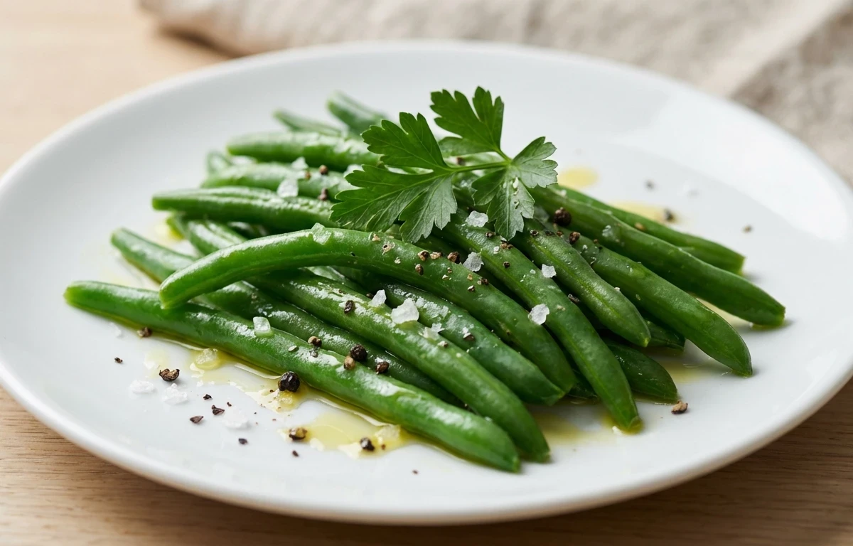 Pasta Primavera with Steamed Green Beans