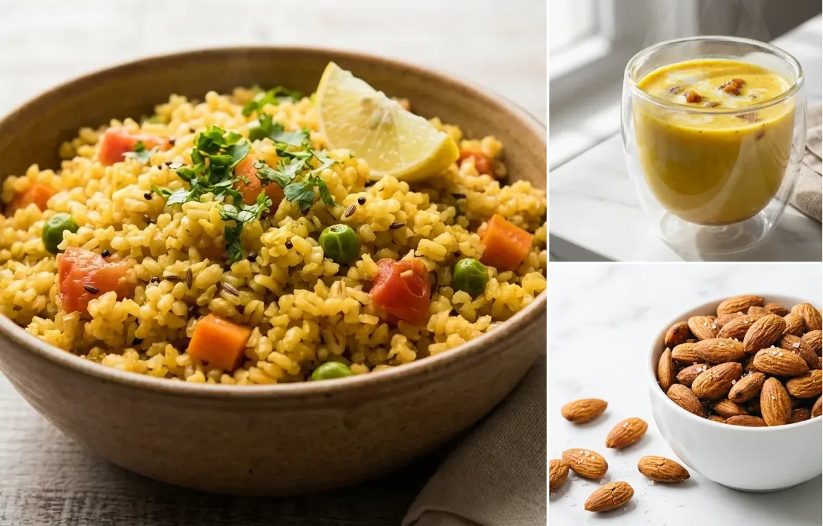 Vegetable Daliya (broken wheat) + Milk