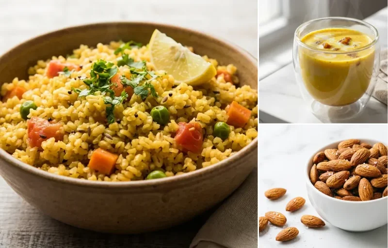 Vegetable Daliya (broken wheat) + Milk