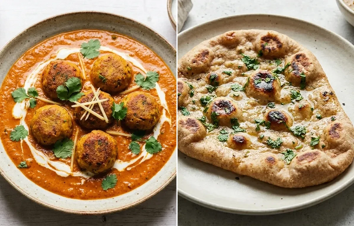 Vegetable Kofta Curry with Whole Wheat Naan