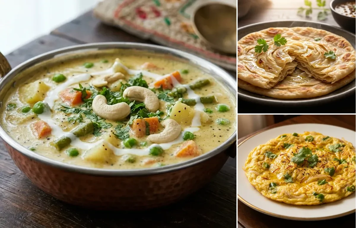 Vegetable Korma with Ulte Tawa Paratha and Awadhi Omelette