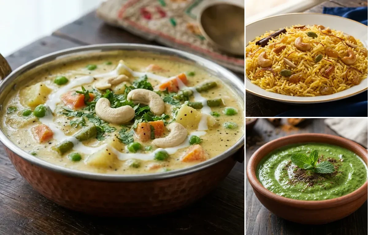 Vegetable Korma with Zafrani Pulao and Dahi ki Chutney
