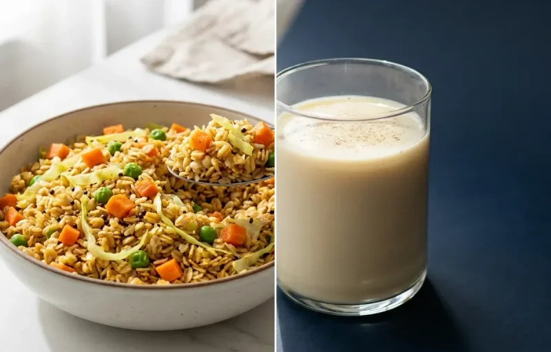 Vegetable Oats Upma with Soy Milk with Walnuts Small Portion