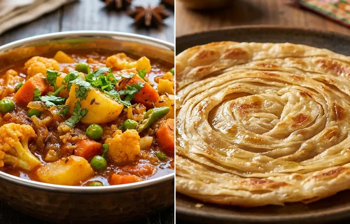 Vegetable Sabzi with Laccha Paratha