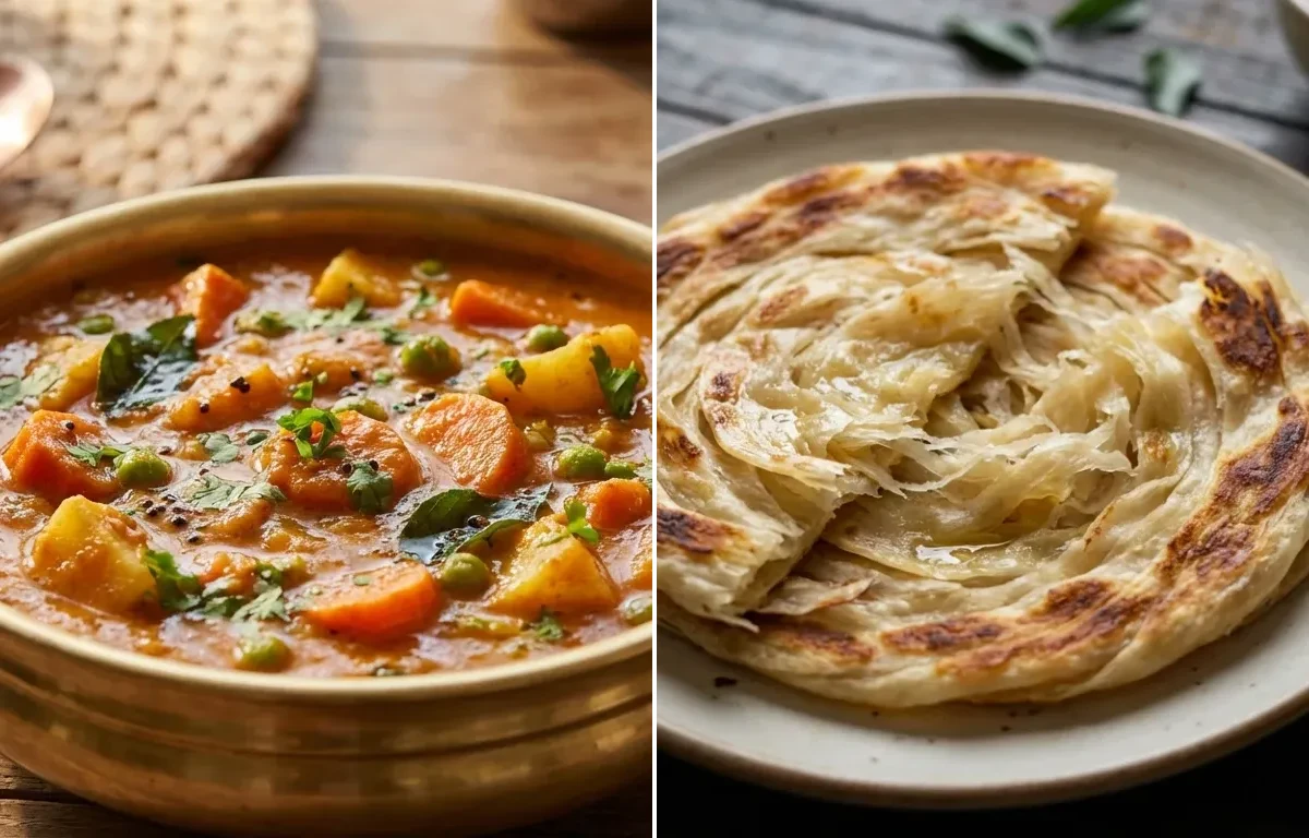 Vegetable Salna with Parotta