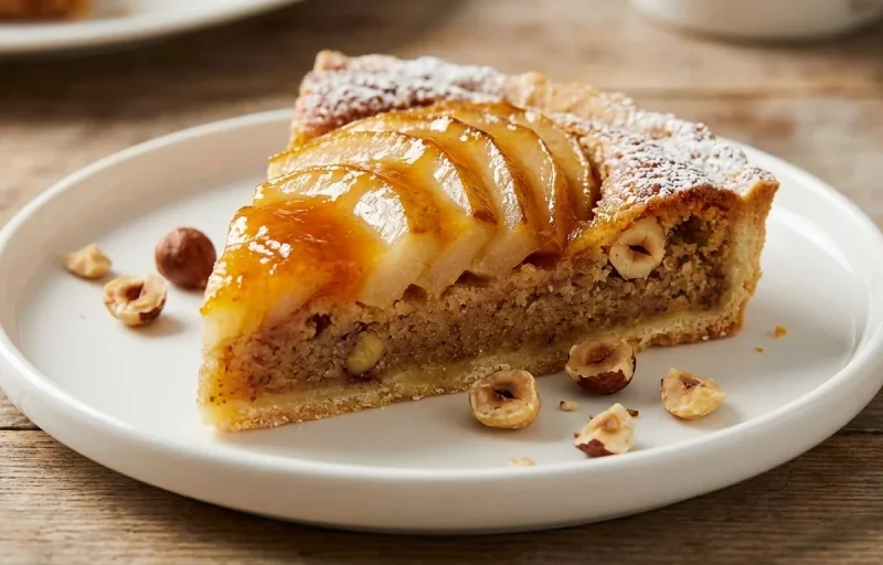 Vegetable Scrambled Eggs with Pear and Hazelnut Tart