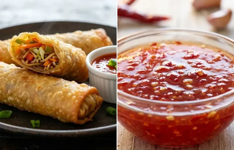 Vegetable Spring Rolls with Sweet Chili Sauce