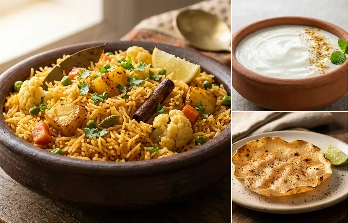 Vegetable Tahari with Dahi