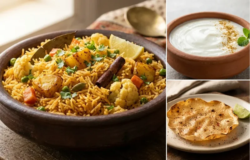 Vegetable Tahari with Dahi