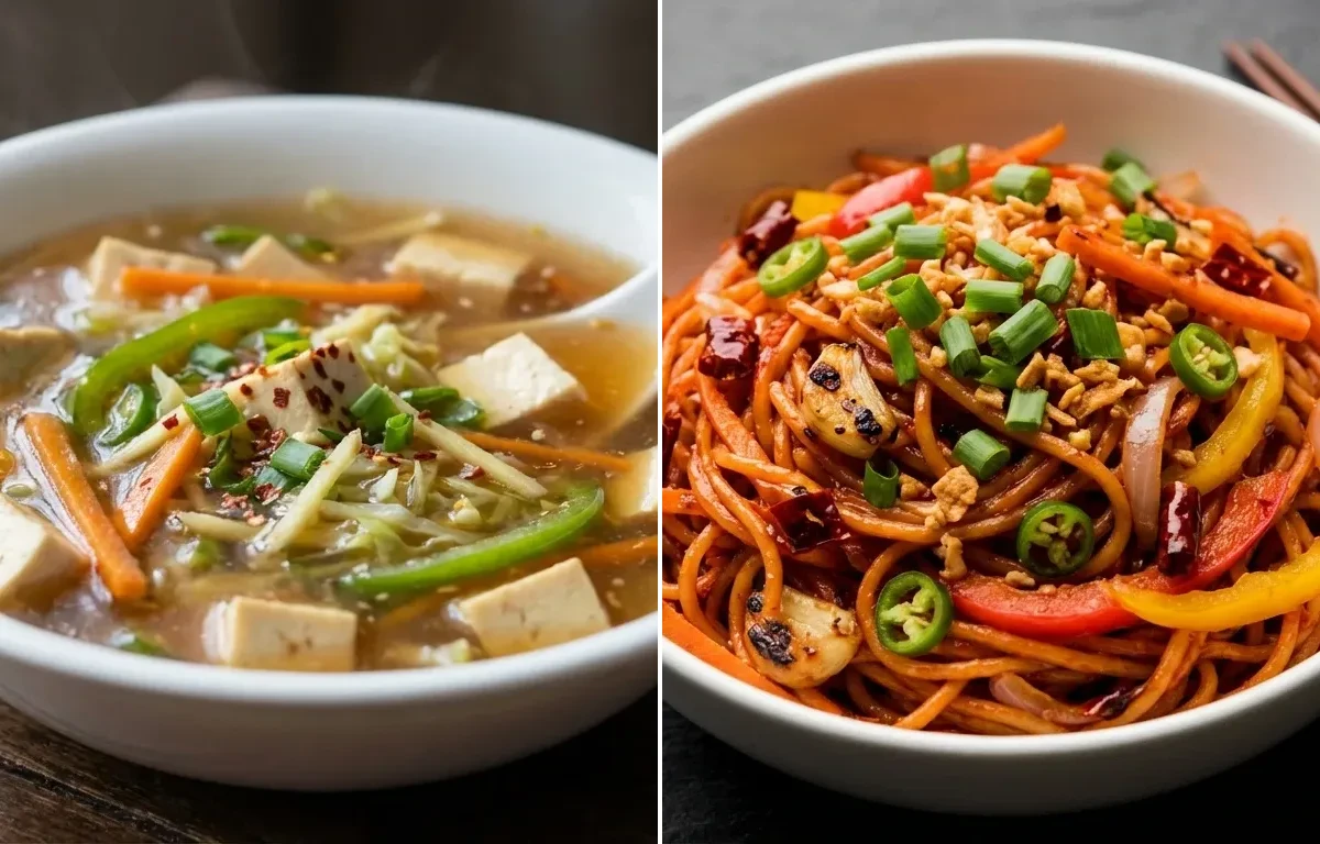 Vegetable Tofu Soup with Chilli Garlic Noodles