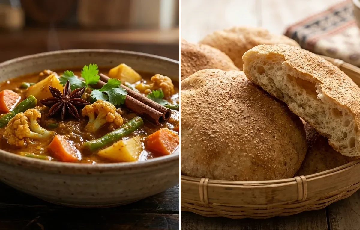 Vegetable Xacuti with Goan Poee Bread