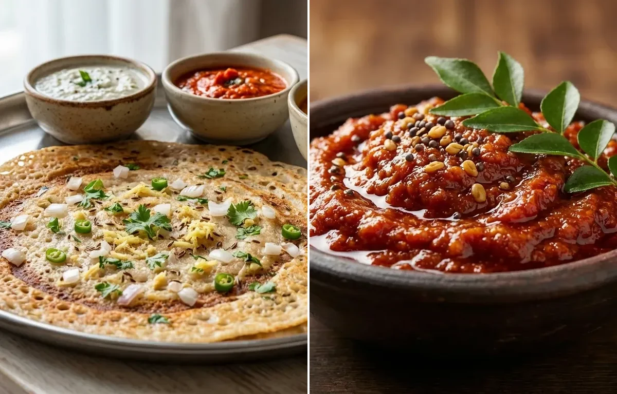 Wheat Dosa with Tomato Thokku