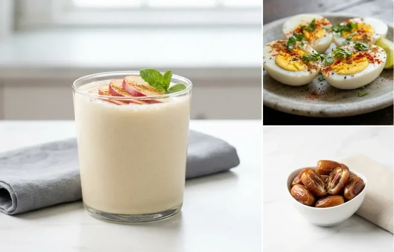 Whey Shake with Boiled Eggs with Banana with Dates