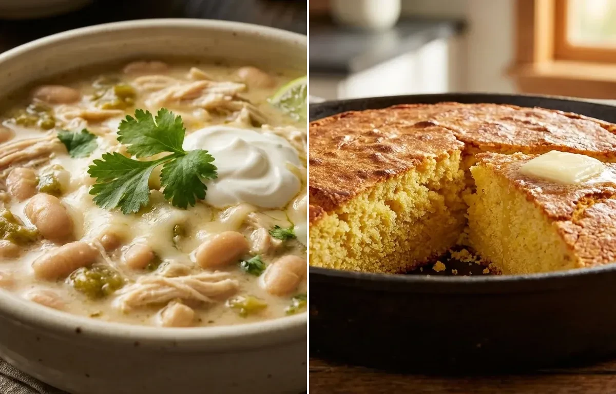White Chicken Chili with Cornbread