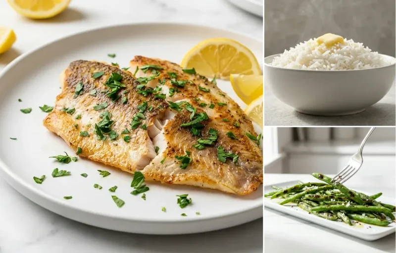 White Rice with Baked Cod with Lemon and Herbs