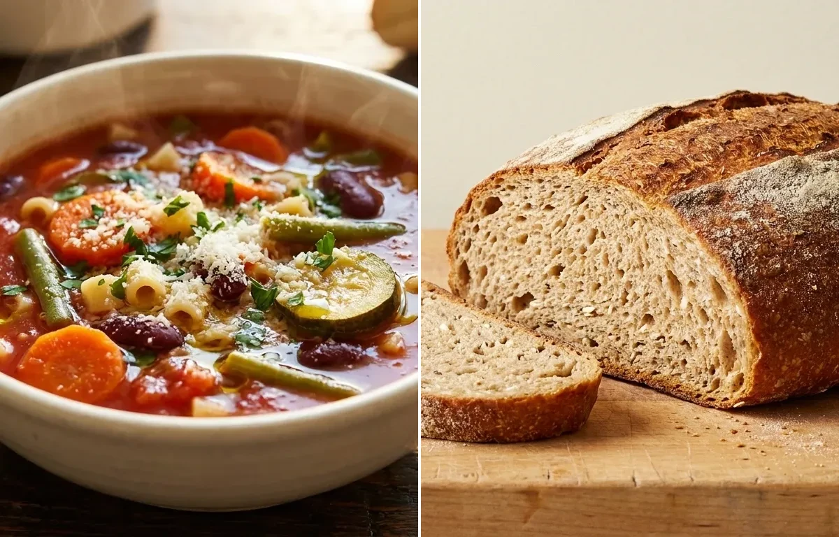 Whole Grain Bread with Minestrone Soup